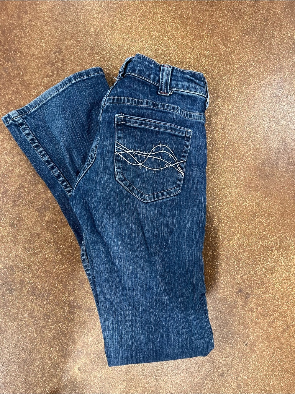 Cowgirl Tuff Dark Blue Boot Cut Jeans with Embroidered Back Pocket